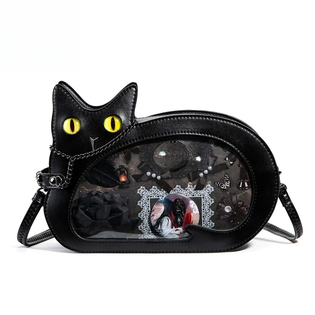 Gothic Punk Lolita Style Messenger Bag Y2K Animation Cat Cartoon Shoulder Bag Daily Commute Simple Casual Versatile Pain Bag