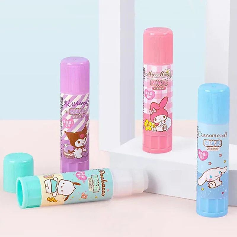 Imagem -04 - Sanrio Solid Glue Stick para Estudantes Super Forte Adesivo Hellokitty Kuromi Pachacco Artigos de Papelaria Pcs 24pcs