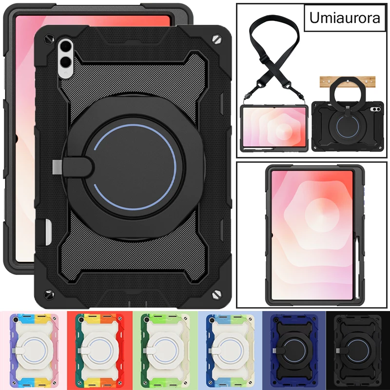 

Чехол-подставка с кольцом-держателем для Samsung Tab S11 11 дюймов SM-X730 X736B, S11 Ultra 14.6 дюймов SM-X930 X936, противоударный, прочный, с ремешком