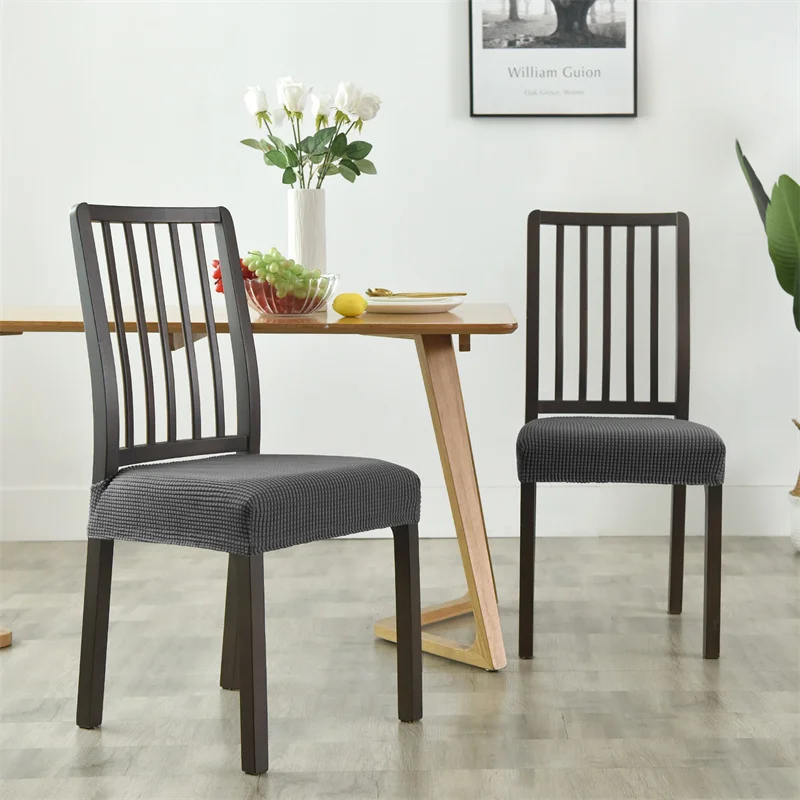 6 Coprisedili Elasticizzati In Velluto Per Sedie Da Pranzo – Grigio, Fondo Elastico, Antimacchia (Larghezza 36-54 Cm) - 3