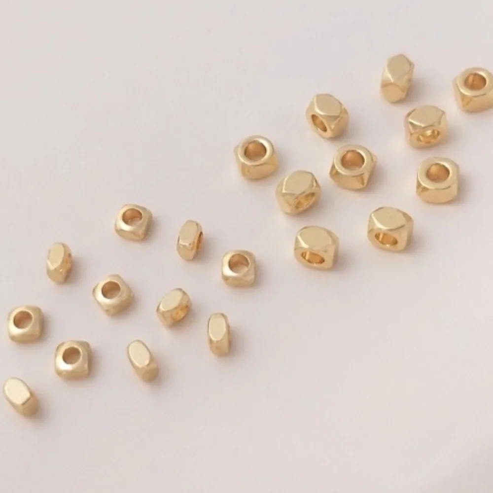 

Медная бусина 14-каратного золота, граненая плоская огранка, угловая квадратная плоская перегородка, сделай сам, свободная бусина ручной работы, браслет, ожерелье, аксессуар