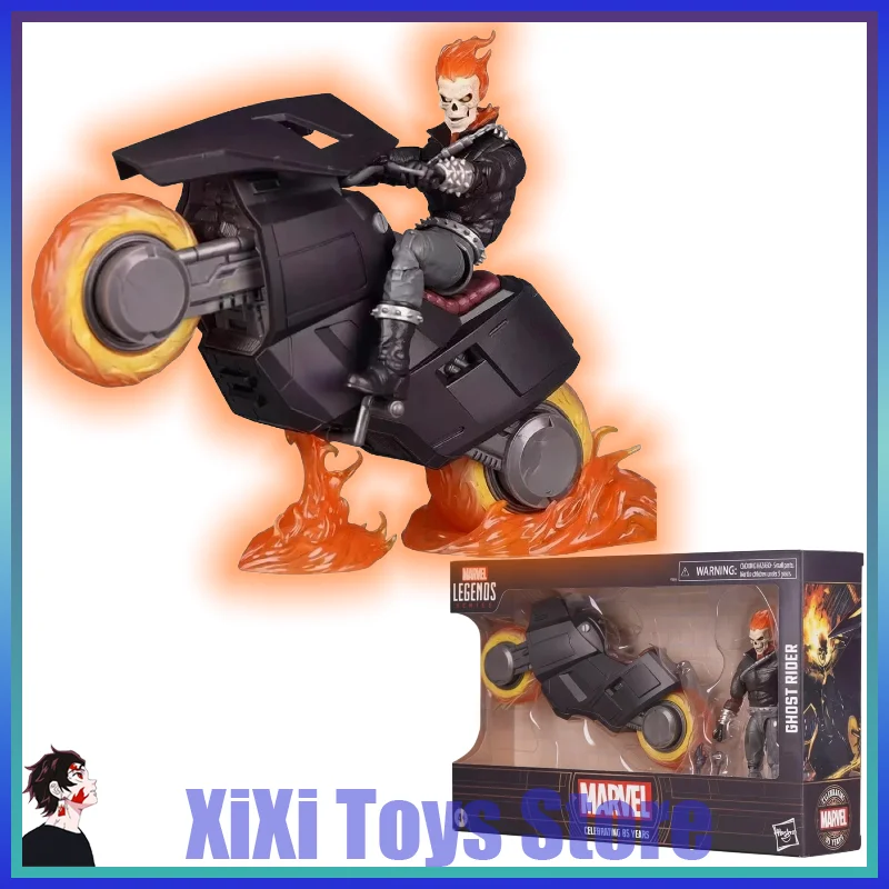 Hasbro Marvel, figura de acción del 85.º aniversario de Ghost Rider, con calavera y motocicleta, Danny Ketch y Hellcycle, 15 cm, articulada.