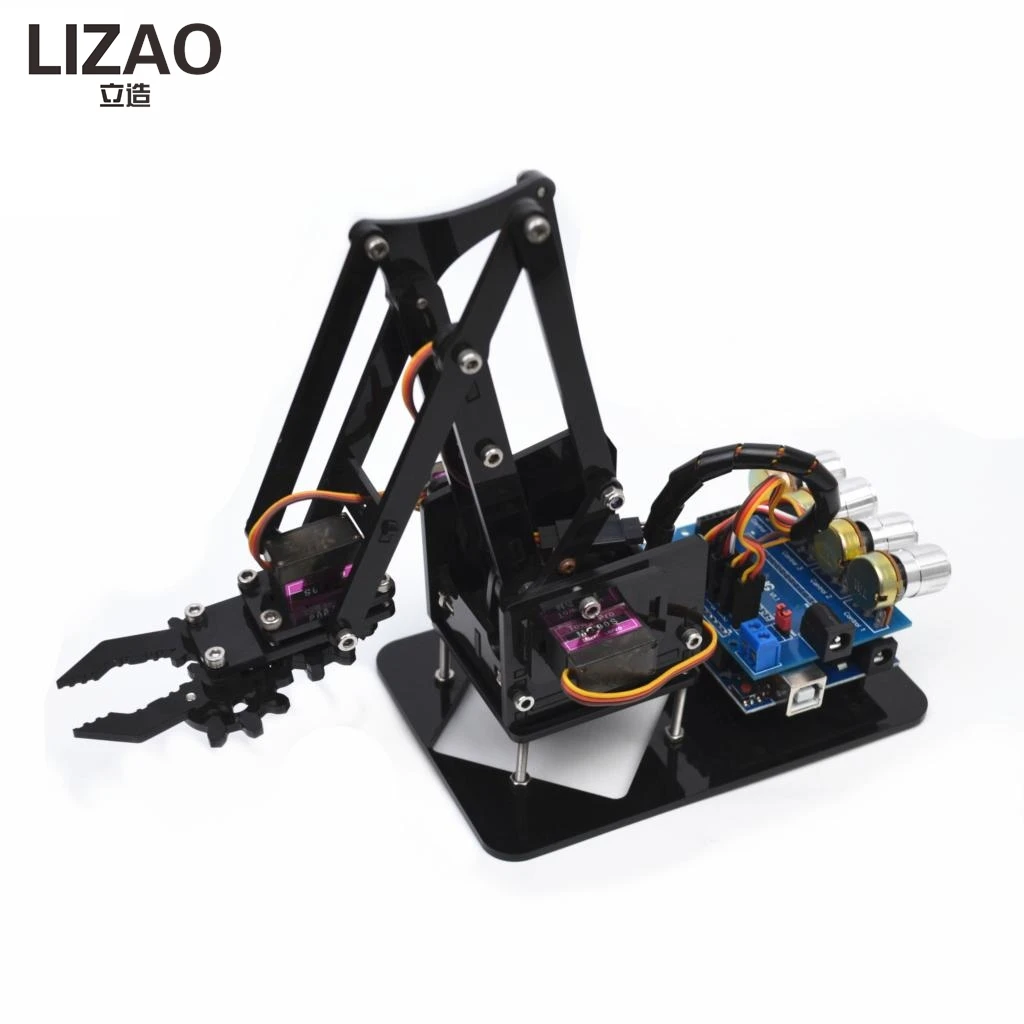 SG90 MG90S 4 DOF Unassembly Acrylic Mechanical Arm Robot Manipulator Claw for Arduino Maker Learning DIY Kit Robot