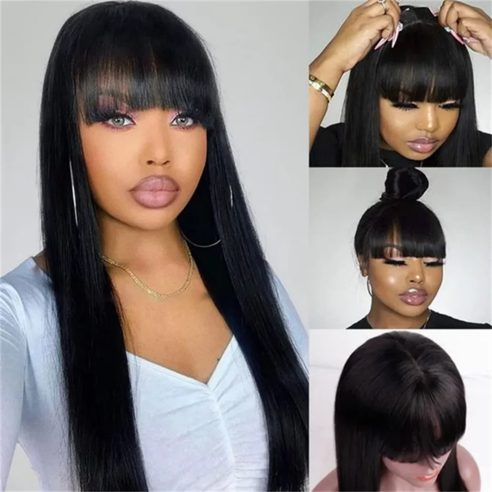 180 Density Black Straight 26 Inch Jewish Human Hair Wig 5x5 Silk Base with Baby Hair HD Lace European Style Glueless Preplucked