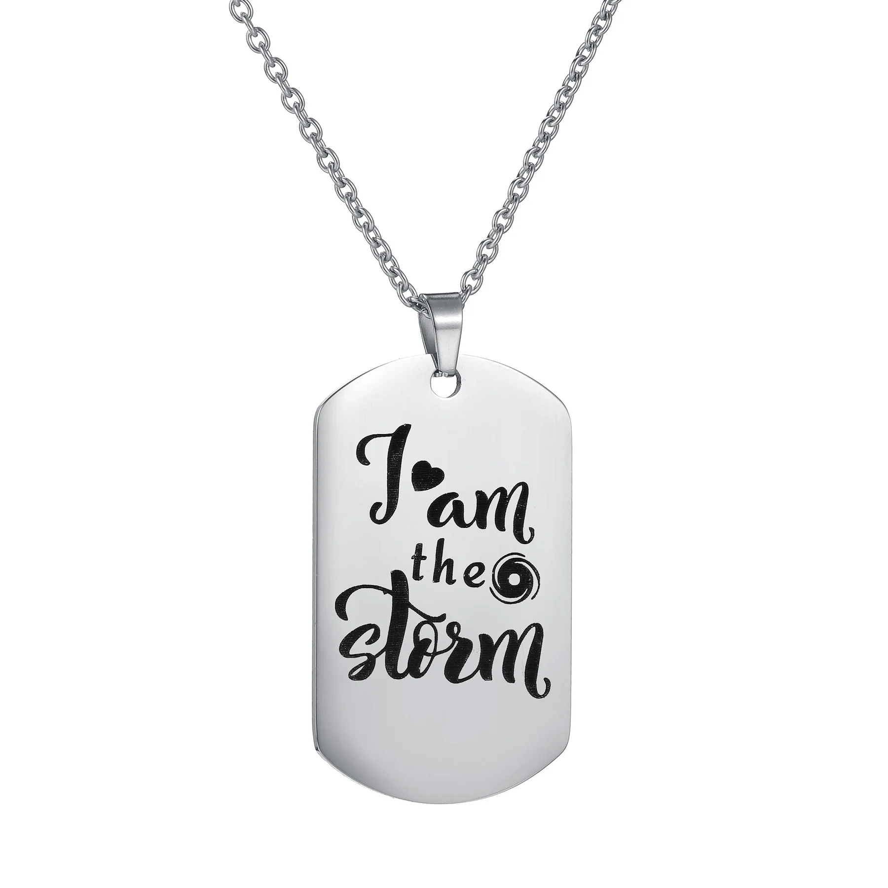 MeMolissa New Fashion Stainless Steel Dog Tag Pendant Necklace For Women Men Punk Metal Color Letters Army Tag Necklace Jewelry view 2
