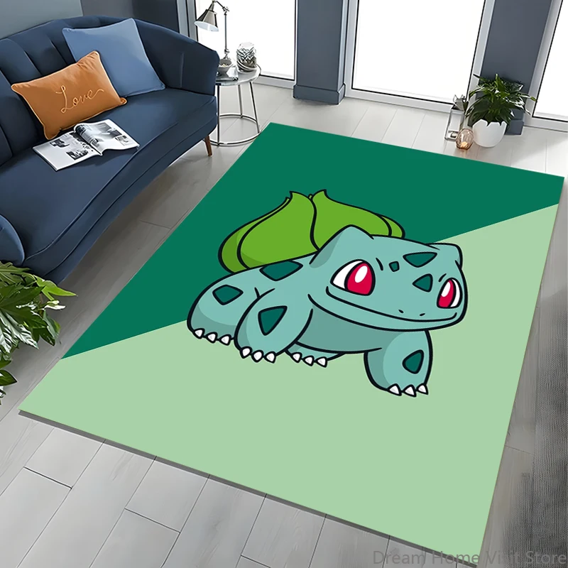 Japanese Anime Pokémon Bulbasaur Carpet for Living Room Bedroom Kid's Room Home Decor Area Rug Non-slip Mat Sofa Cloakroom Mat