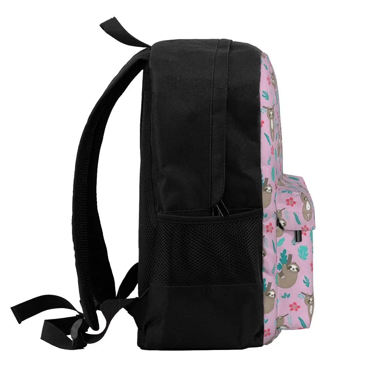 Mochilas rosa padrão preguiça para crianças, Bookbag bonito dos desenhos animados para meninos e meninas, mochilas escolares para crianças, mochila de viagem, bolsa de ombro