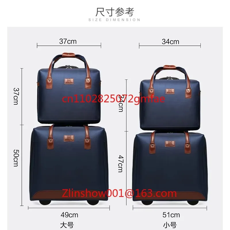 2 Pcs in 1 Set Fashion Waterproof Foldable Trolley Travel Luggage with Tote Handbag for Lady Women