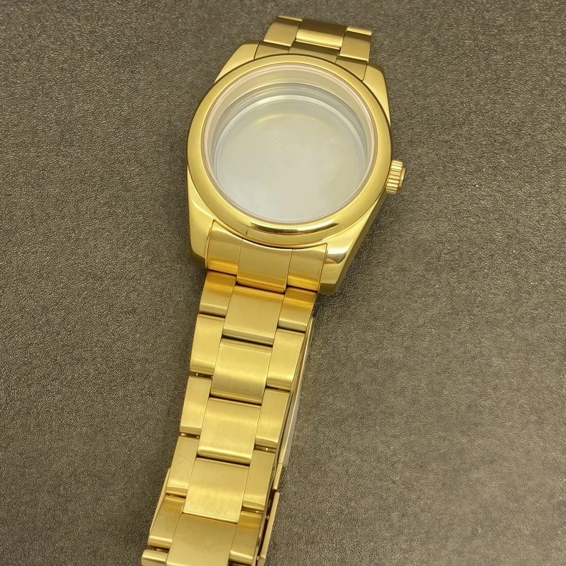 For NH35 Case Accessories Log Round Edge 36/39MM Stainless Steel Case Strap Kit Sapphire Glass