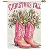 NGZ Christmas Yall Pink Boots Garden Flag 28X40 Inch Linen Double Sided Flag for Winter llz