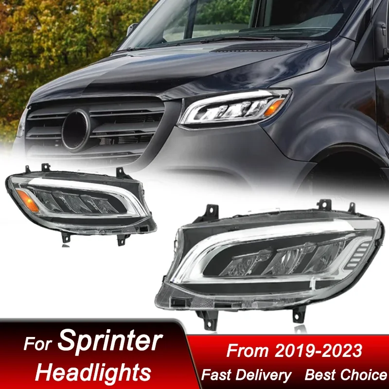 

Pop Car Headlights For Mercedes-Benz Sprinter W907 2019-2023 High Style LED Auto Headlamp Assembly Projector Lens Accessories Ki