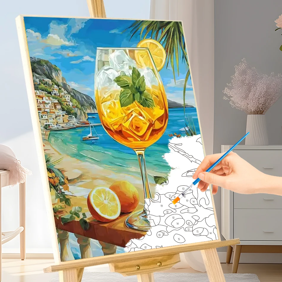1pc frameless Painting By Numbers For Drawing balcony Landscape Digital oil paintings Set Paint Kit Watercolor Artwork Wall Deco