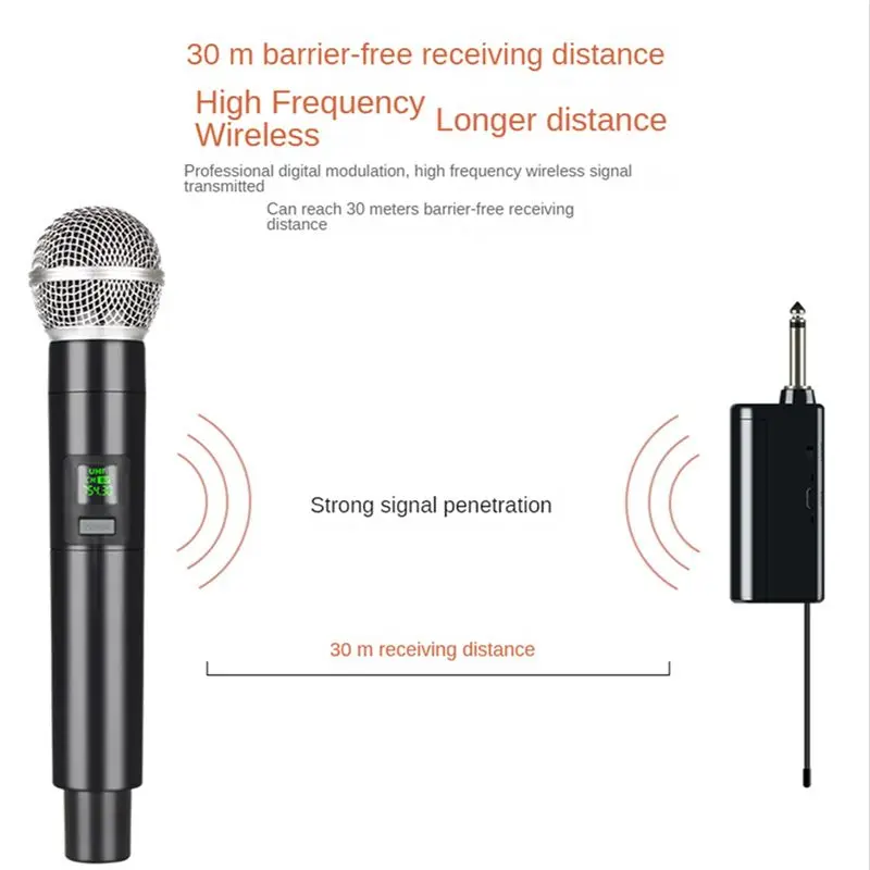 SQPP-3X Wireless Microphone Professional UHF Recording Karaoke Handheld 1 Channel Lithium Battery