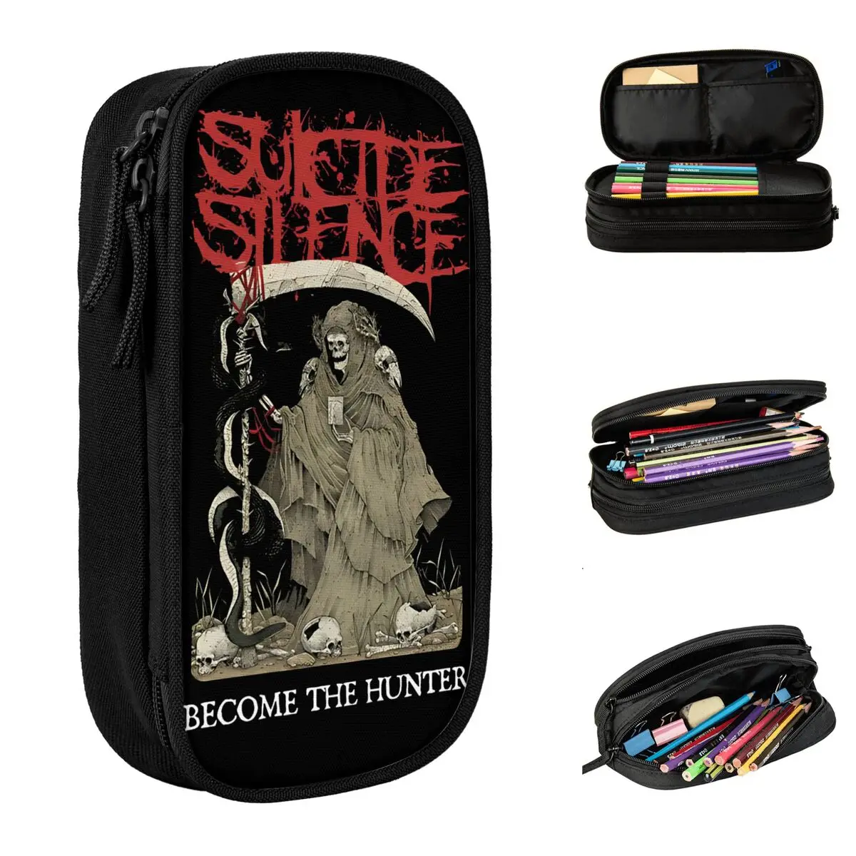 Suicide Silence Heavy Metal Rock Band Accessories Pen Box Large-capacity For School Pencil Case Stationery Birthday Gift