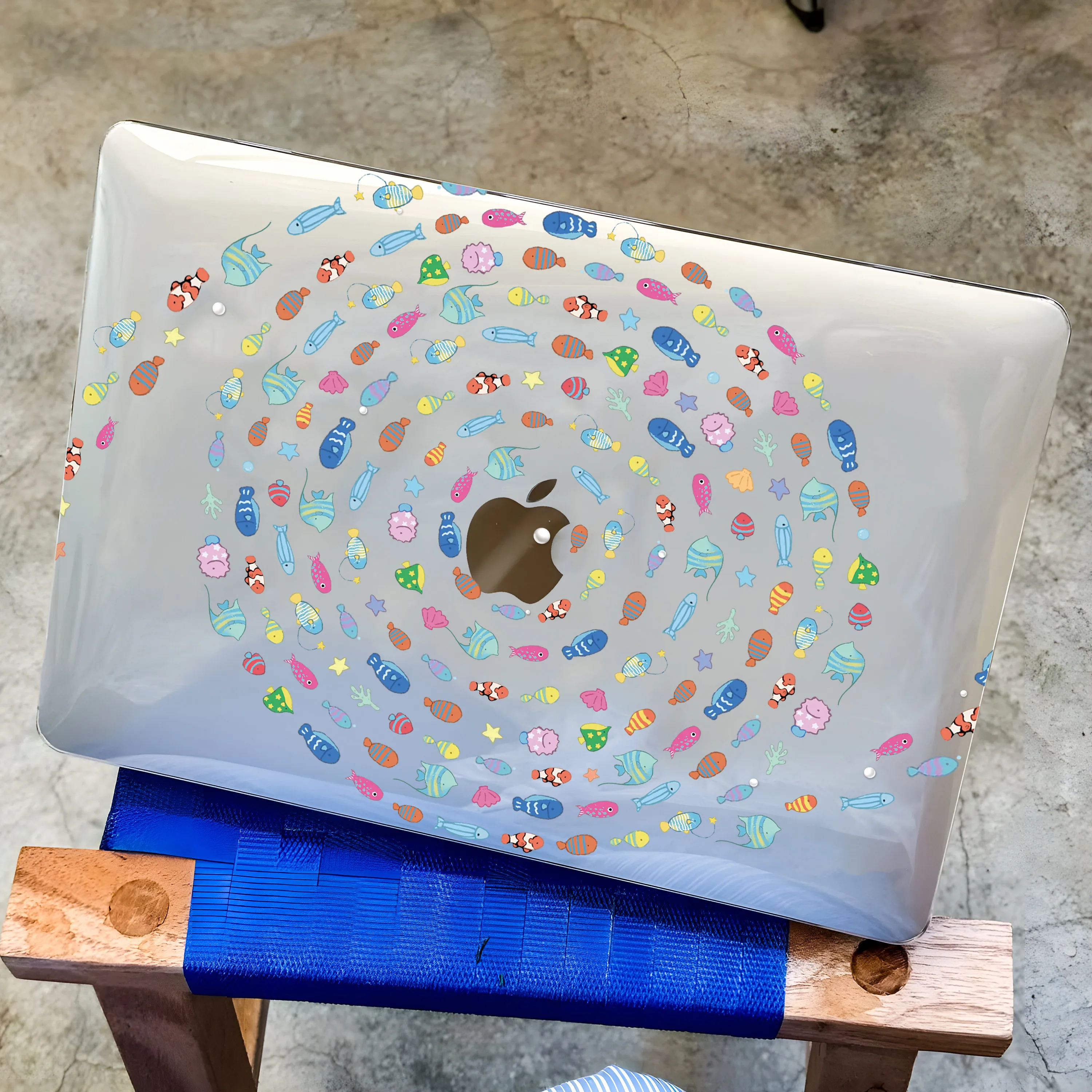 Cute Colorful Fish Crystal Laptop Case For Macbook Air 13.6 M4 NEO 15 M3 Hard Cover For Mac Book Pro 13 M1 M2 14 M4 M5 16 Cover