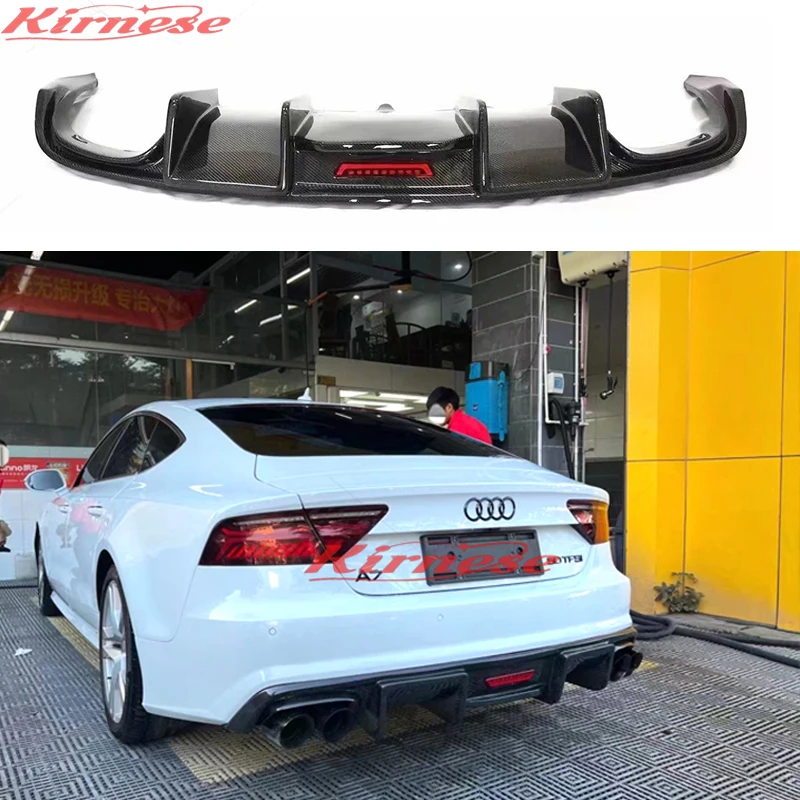 For Audi A7 S7 RS7 S-Line 2012 2013 2014 2015 Carbon Fiber Rear Bumper Diffuser Lip Spoiler High Quality Car Accessories