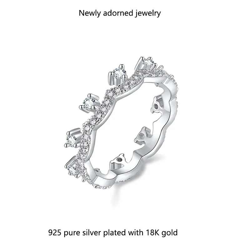 

S925 silver inlaid 1.2/2.0mm moissanite European and American crown fashion women's ring, cross-border e-commerce best-selling n