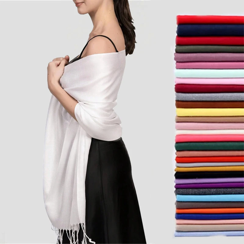 

RUNMEI 1pc Pashmina Shawls And Wraps Cashmere Feel Solid Color Large Soft Pashminas Wedding Shawl Women Daily Life Evening Dress