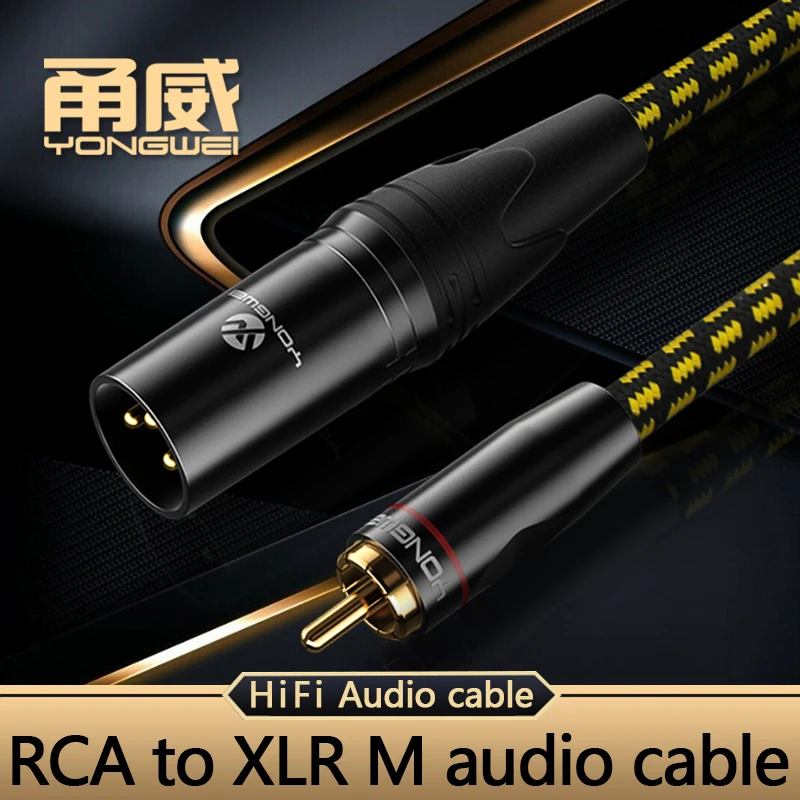 YONGWEI High Quality RCA to XLR Audio Cable for AV Receiver to Amplifier 4N OFC Oxygen Free Copper Balanced Stereo