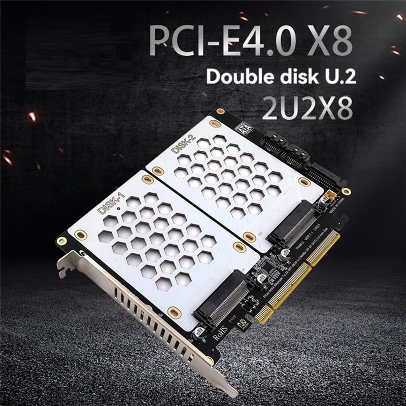 

Reliable-U.2 Dual-Disk Adapter Card Dual-Disk SFF8639 U.2 NVME And SATA 2.5-Inch Hard Drive To PCIE4.0 Split Card
