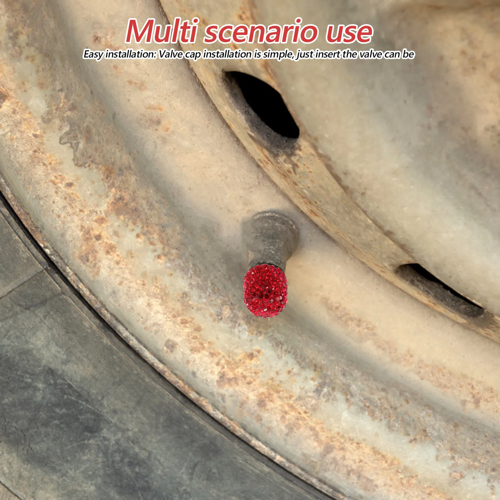 6Pcs Rhinestone Tire Valve Stem Caps Full Diamond Bling Car Accessories Universal Fit for Cars Trucks Motorcycles Bikes