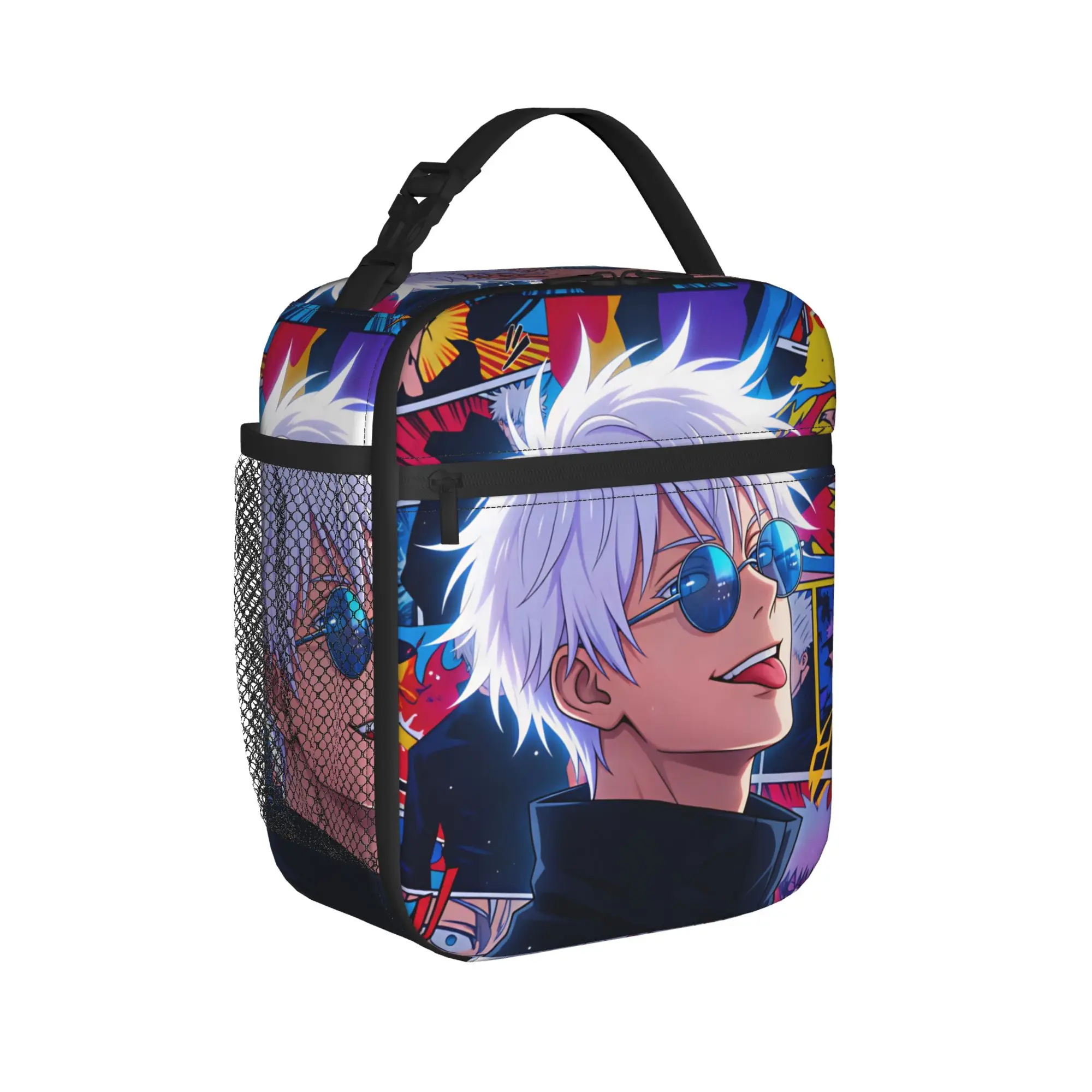 Satoru Gojo Comic Animation Lunch Bag For Child Lunch Box Leisure Office Cooler Bag Convenient Oxford Thermal Tote Handbags