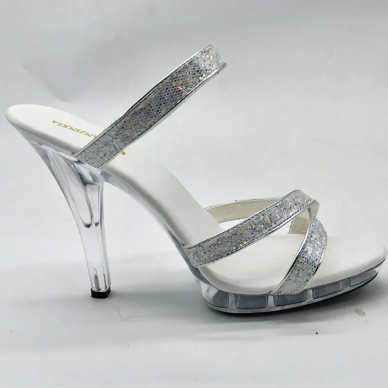 

Женские прозрачные шлепанцы, мягкие сандалии на платформе 13 см, со стразами, сексуальные модные босоножки, обувь для стриптиза, для свадьбы, в стиле панк, 5 дюймов