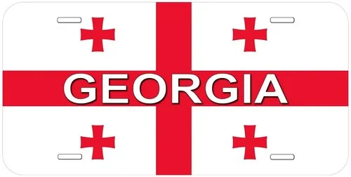 Bandera de Georgia Asia con nombre del país, novedad, etiqueta para coche, placa de matrícula