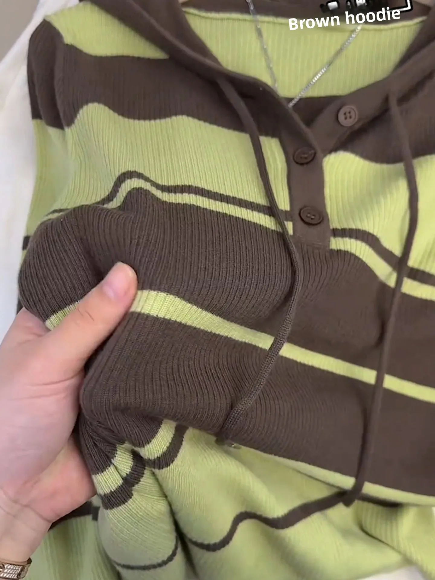 Trendy Europese Sle Camere-knitwear met capuchon, lang Sve, gestreept, kleur Blo-ontwerp, herfsttop, zacht, comfortabel Koreaans, los...