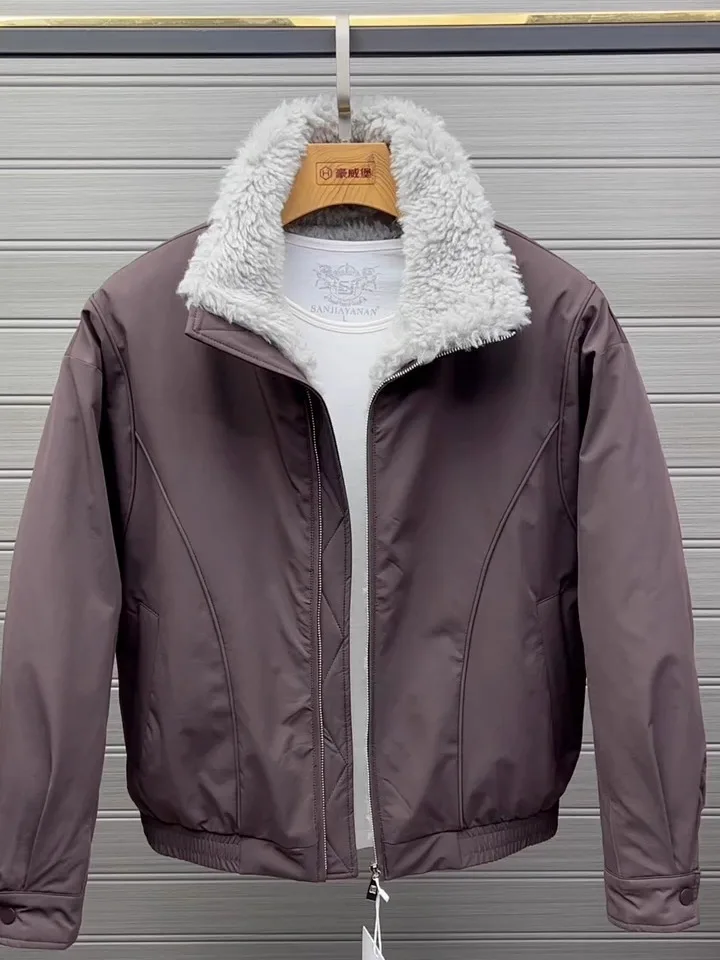 

Men's Winter Fce Lined Stand Collar Jaet New Arrival Warm Trendy Versatile High Quali Stand Fit Long Sve Zipper ...