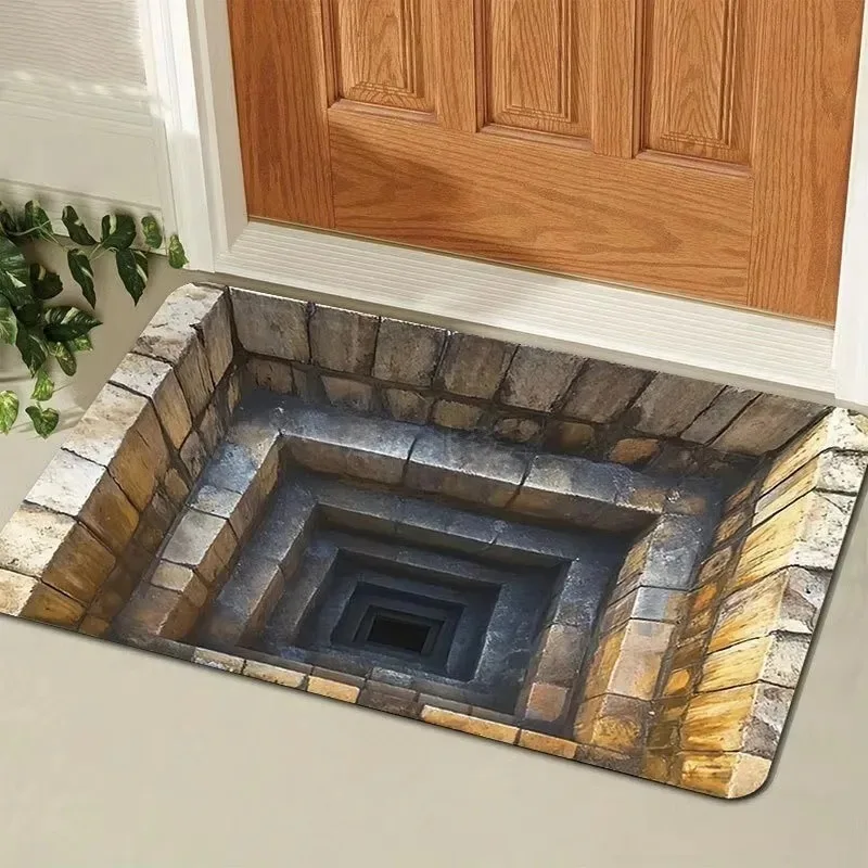 2D Non-Slip Door Mat Optical Illusion Endless Abyss Machine Washable Bathroom Bedroom Camping Yoga Floor Mat