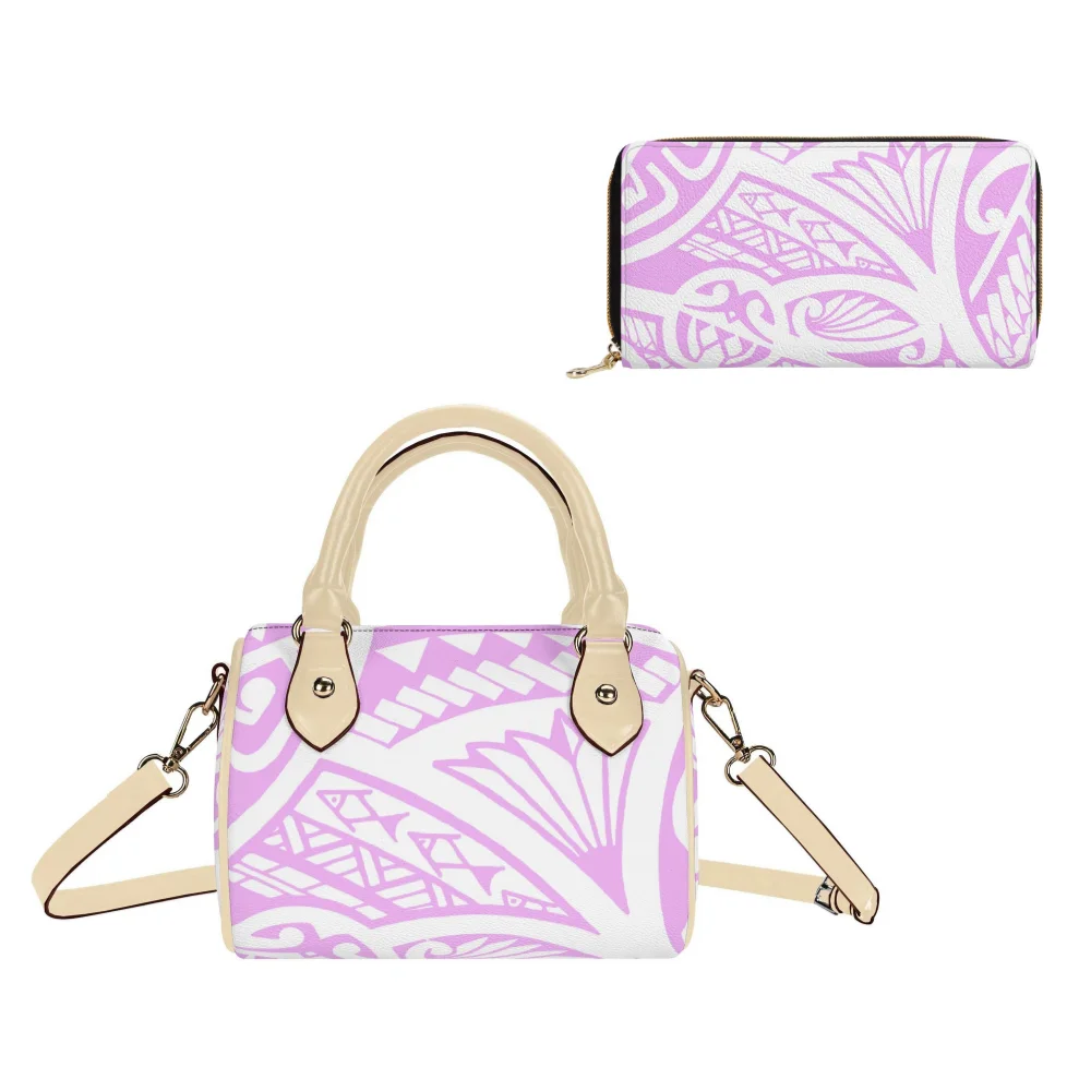 

Samoa Polynesian Two Piece Womens Floral Pillow Tote Crossbody Bag Hibiscus Print Pu Chic Travel Handbag