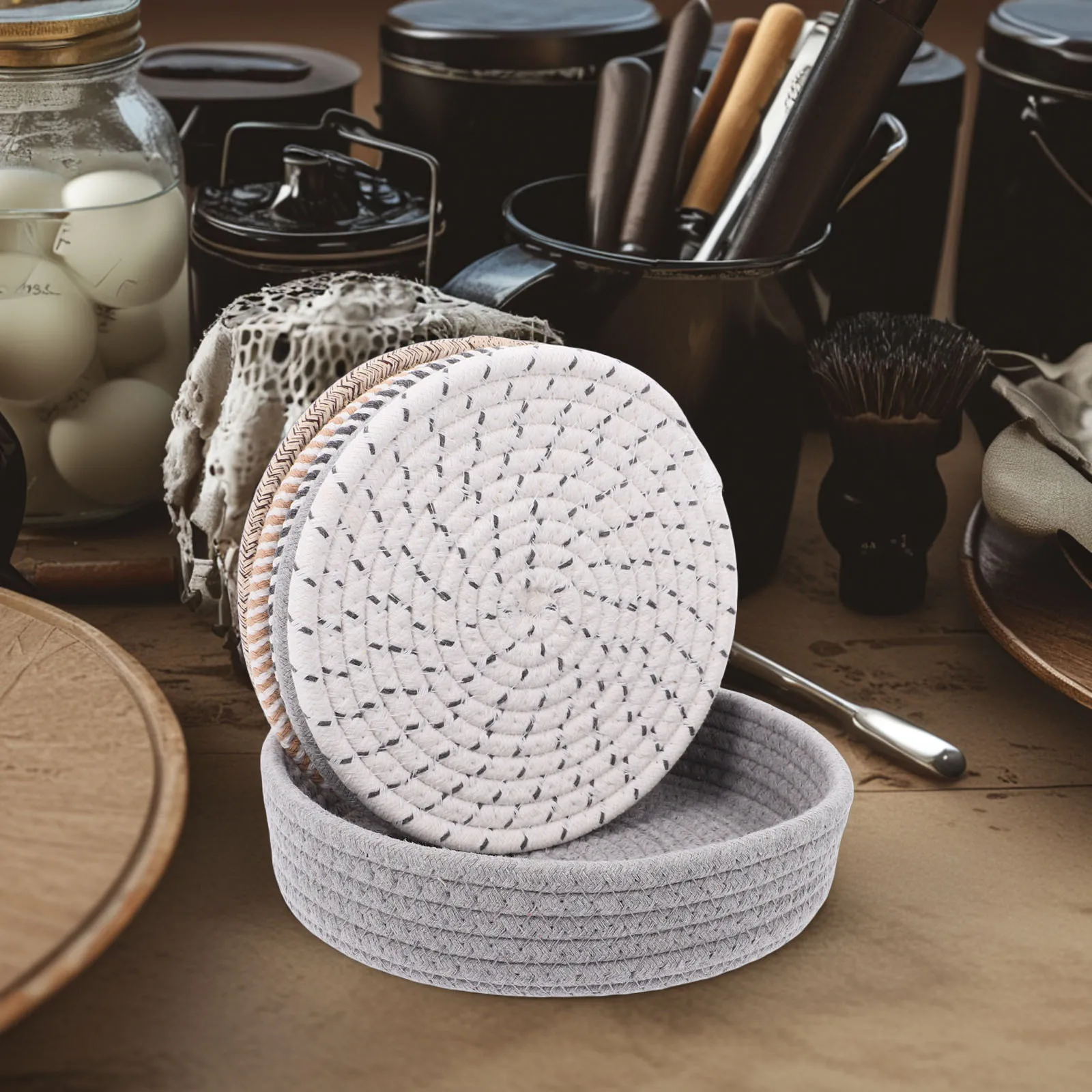 

5pcs Cotton Placemats Set Heat Resistant Table Mats For Hot Pots Pans Kitchen Counter Trivets Farmhouse Coasters Bowl Holder