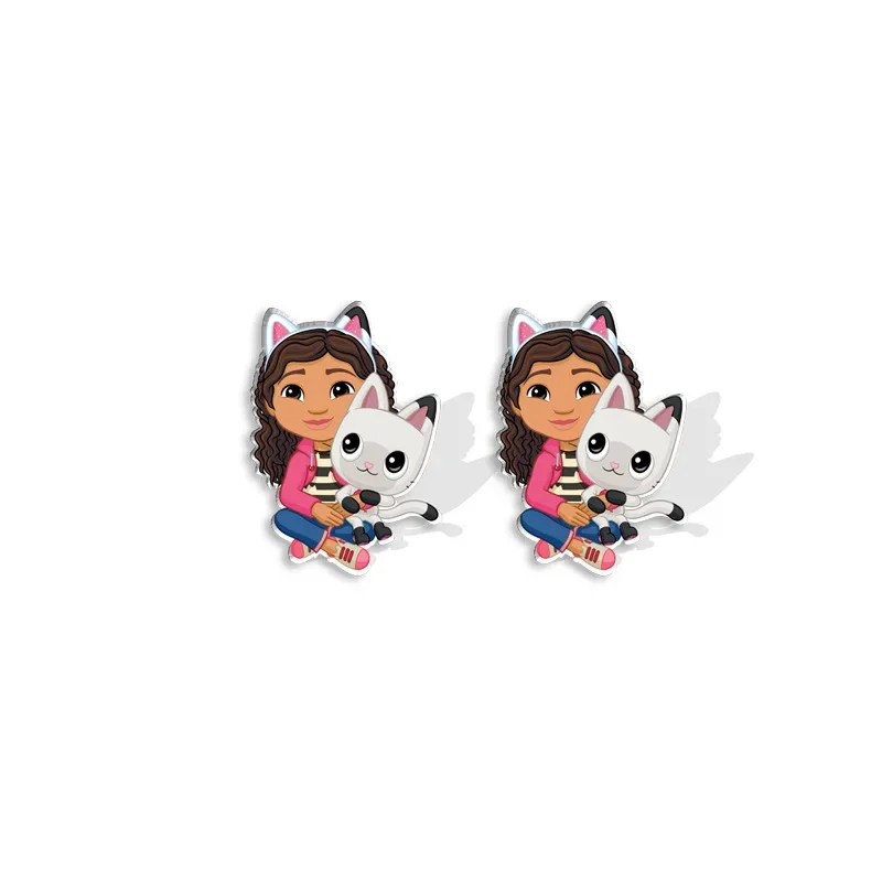 Gabby Dollhouses Stud Earrings for Women Girl Anime Cartoon Cat Kawaii Jewelry Accessories Kids Girl Cute Earring Birthday Gifts