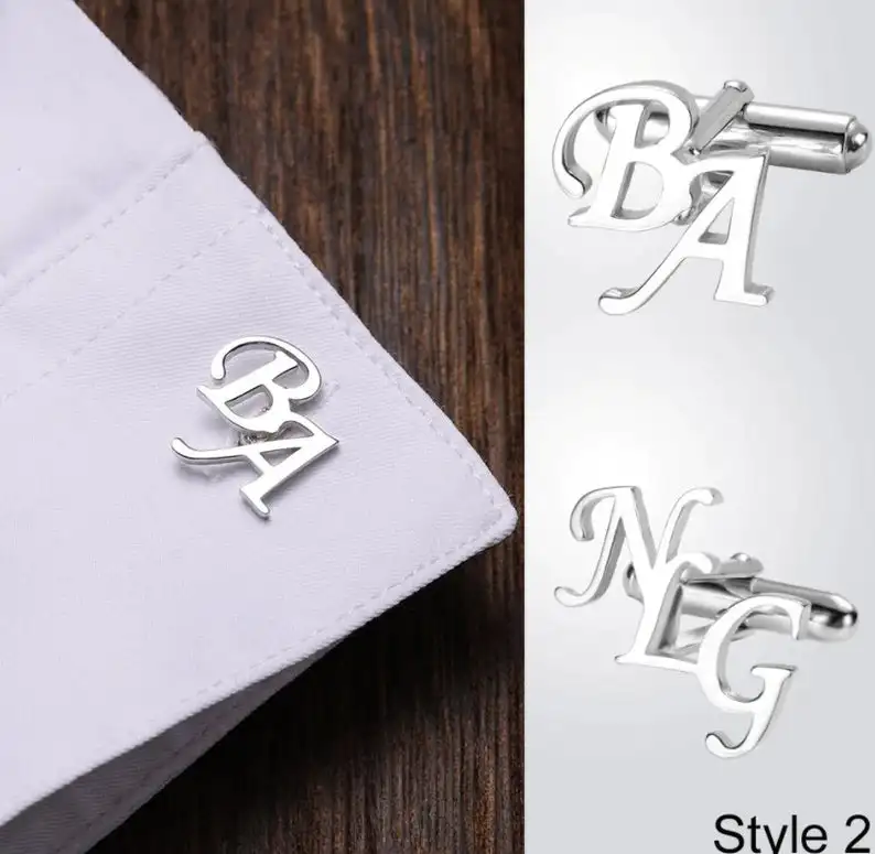 Personalized Initial Letters Custom Cufflinks for Mens Shirt Button Stainless Steel Men Jewelry Wedding Guest Favors Gift