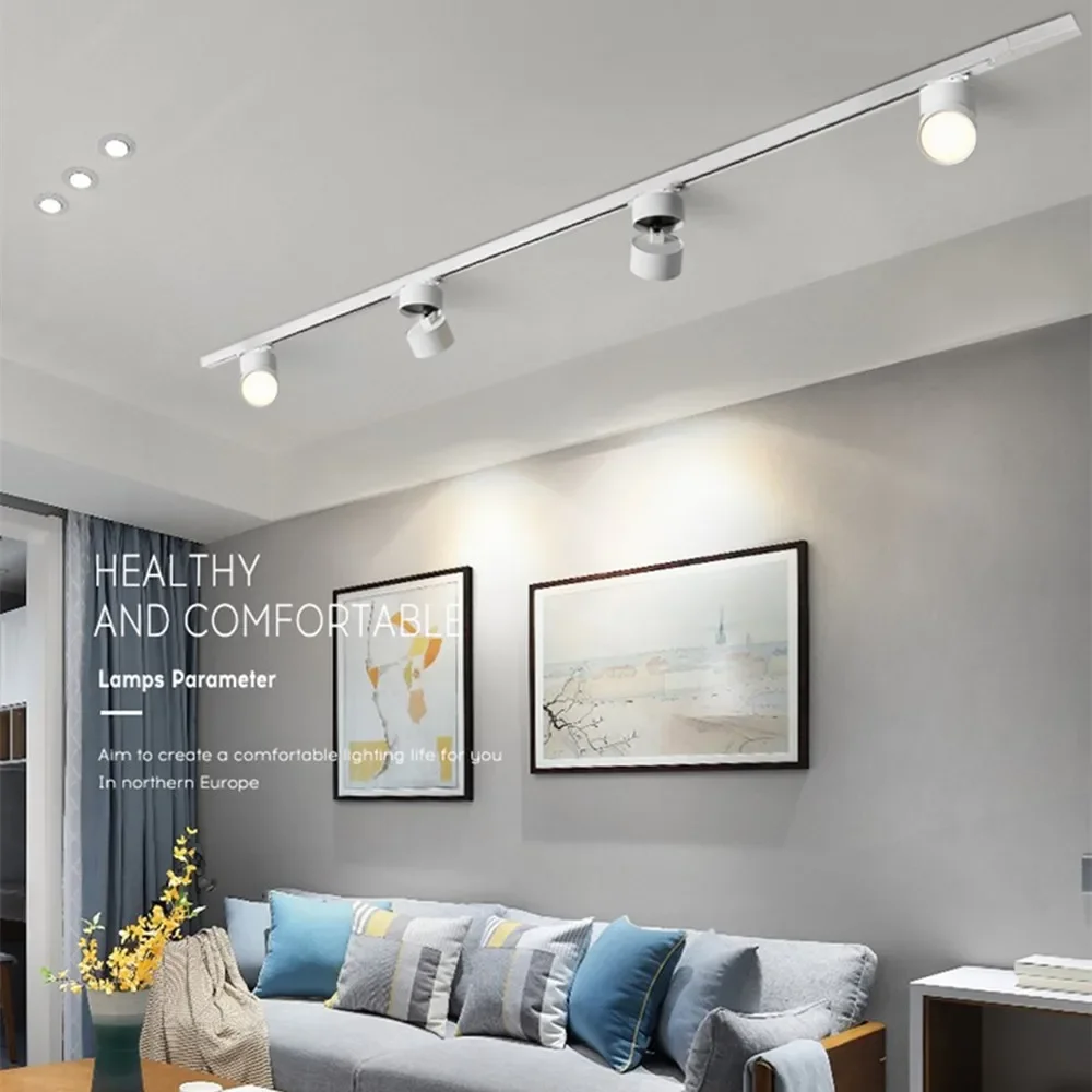 Led Track Light Aluminum Spot light Track Rail Light lamps Foldable and 360° Rotatable Ceiling Lighting For Kitchen Bedroom