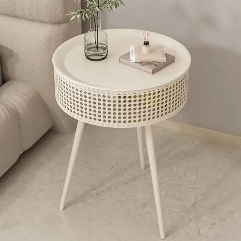 Mooli Cream Style Bedside Table 2024 New Simple Modern Home Bedroom Children Small Iron Small Coffee Table Side Table