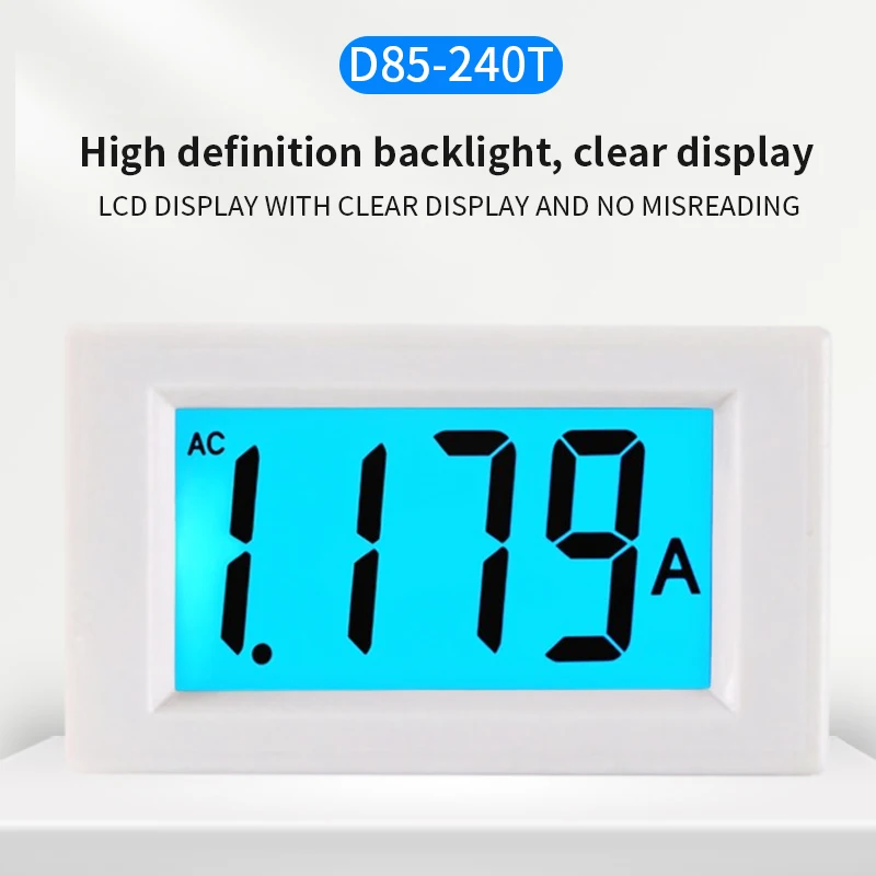 1 peça preto e branco D85-240T ac 50a lcd display digital amperímetro transformador de cinta de corrente inferior azul de alta precisão