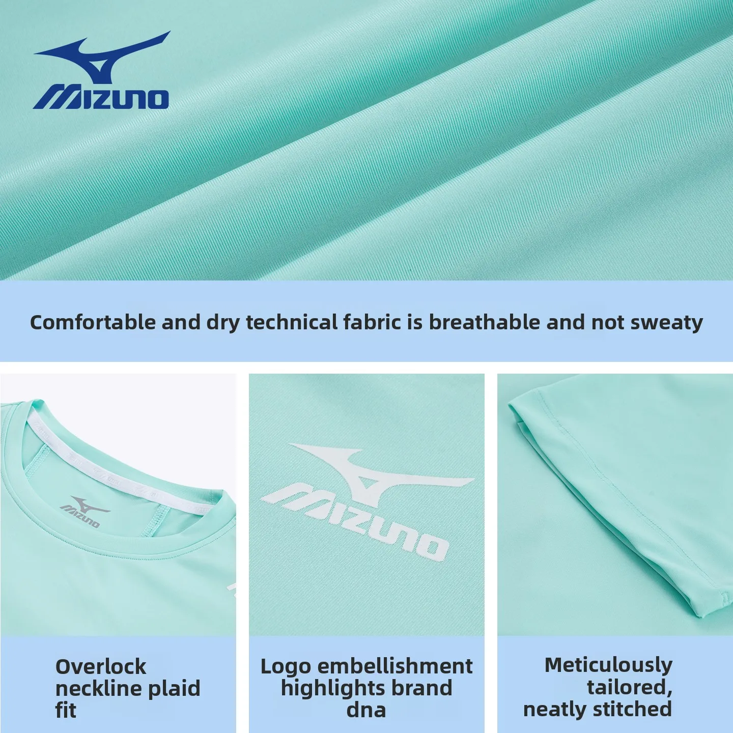 تي شيرت Mizuno KIDS صيفي بأكمام قصيرة يسمح بمرور الهواء للأولاد يجف بسرعة 120 سم - 165 سم