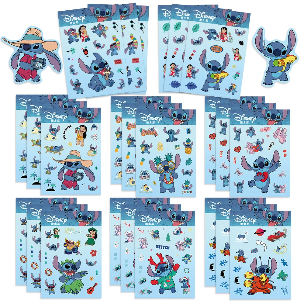 

8/16Sheets Disney Stitch Stickers Anime Decal Skateboard Laptop Phone Guitar Cup Cute Kawaii Cartoon Movie Sticker Pack Kid Toy