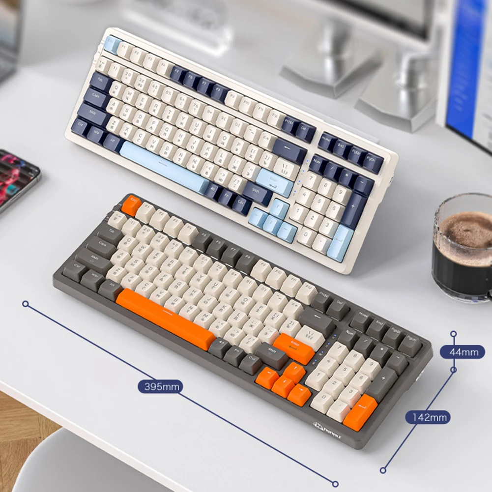 

Игровая механическая клавиатура K8, беспроводная Проводная клавиатура 2,4G Type-C с тремя режимами, популярная сменная клавиатура, игровая клавиатура с 100 клавишами для ПК и ноутбука