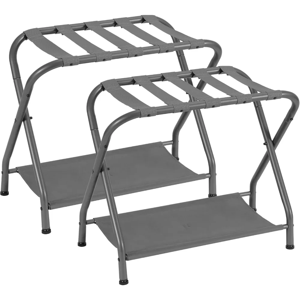 

Багажная полка, набор из 2 шт., стальная складная подставка для чемодана с полкой для хранения для гостевой комнаты, спальни, отеля, серый HLR002G2