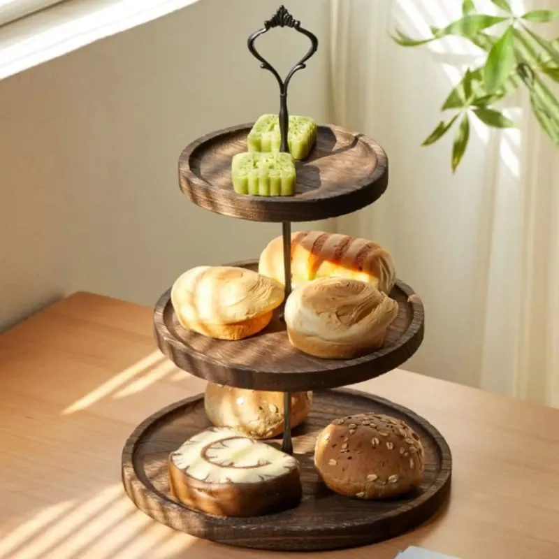 New 2/3-layer Wooden Cake Stand Wooden Material Elegan Snack Dish Multifunction Tablewaret Dried Fruit Tray Dessert Display