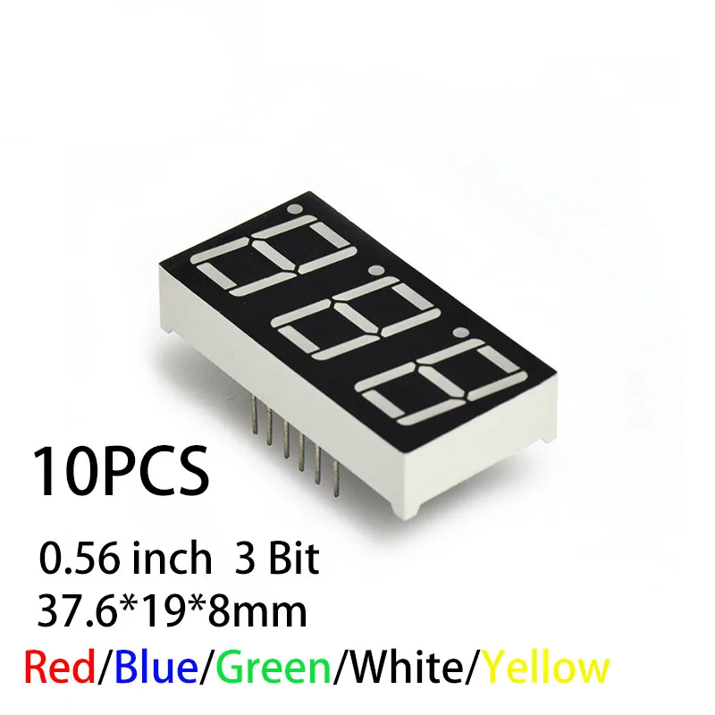 10 шт./лот светодиодная цифровая трубка 0,56 дюйма 3 бит общий катод/анод красный/синий/зеленый/белый/желтый
