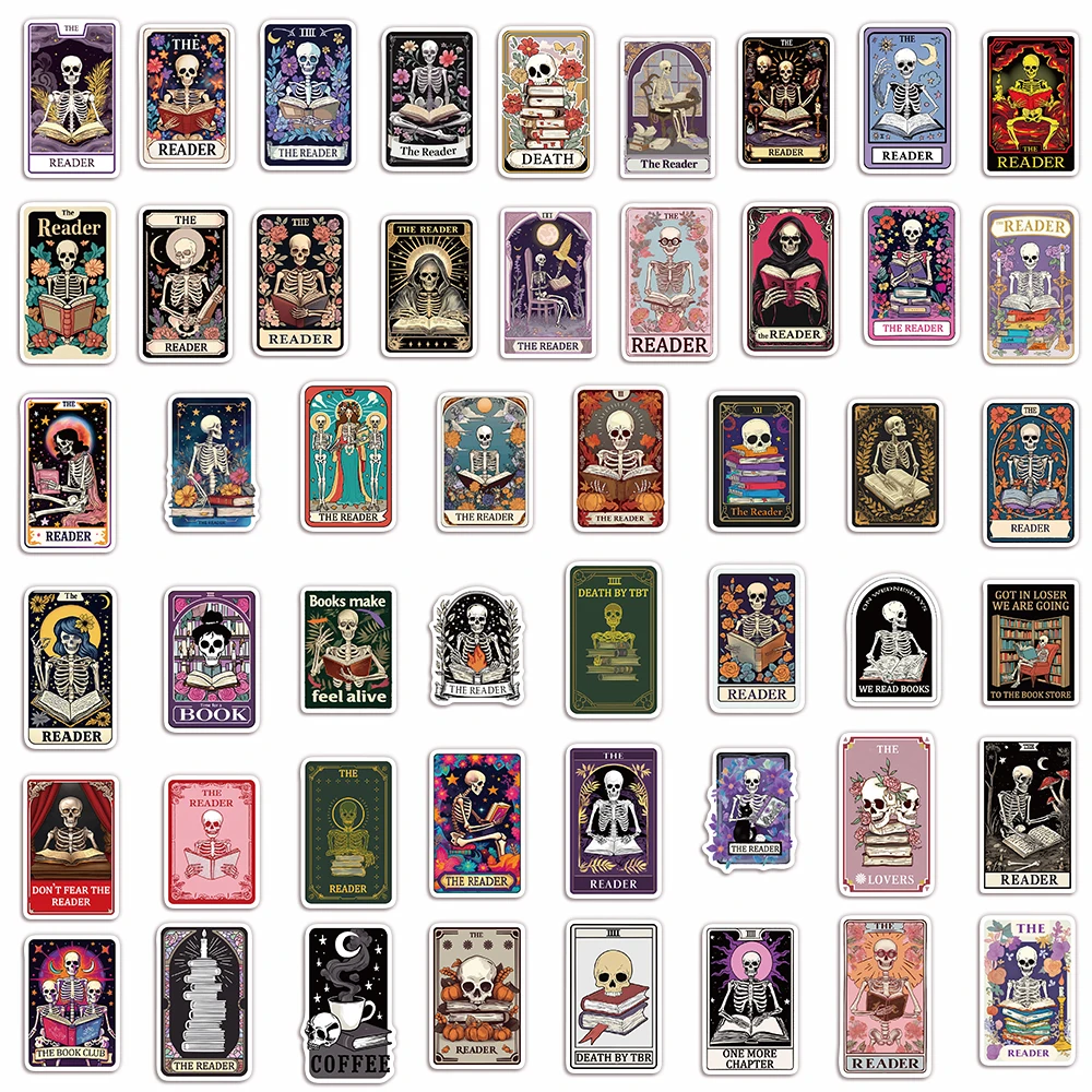 50PCS Retro Reader Dust Tarot Card Graffiti Notebook Computer Desk Account Decoration Waterproof Adhesive Sticker