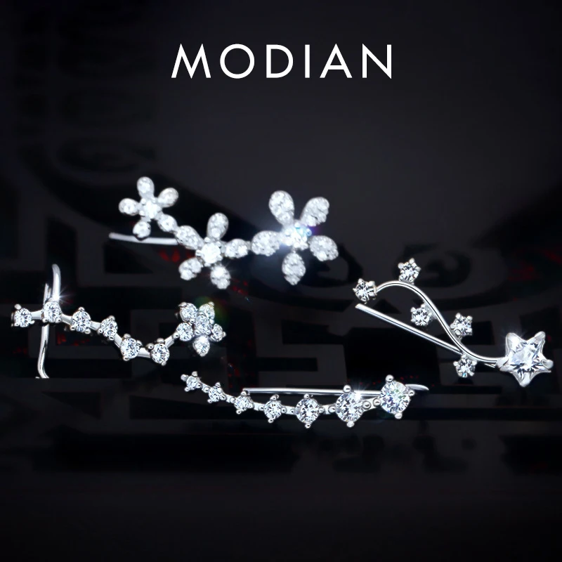 

Modian 4 Different Style Luxury Clips Earring for Women Dazzling Zircon Sterling Silver 925 Earring Wedding Gift Fine Jewelry