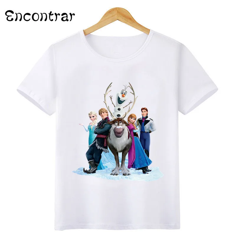 Camisetas con estampado de Frozen para niños y niñas, camisa de manga corta con estampado de princesa Elsa y Anna de Disney, Tops bonitos de verano,