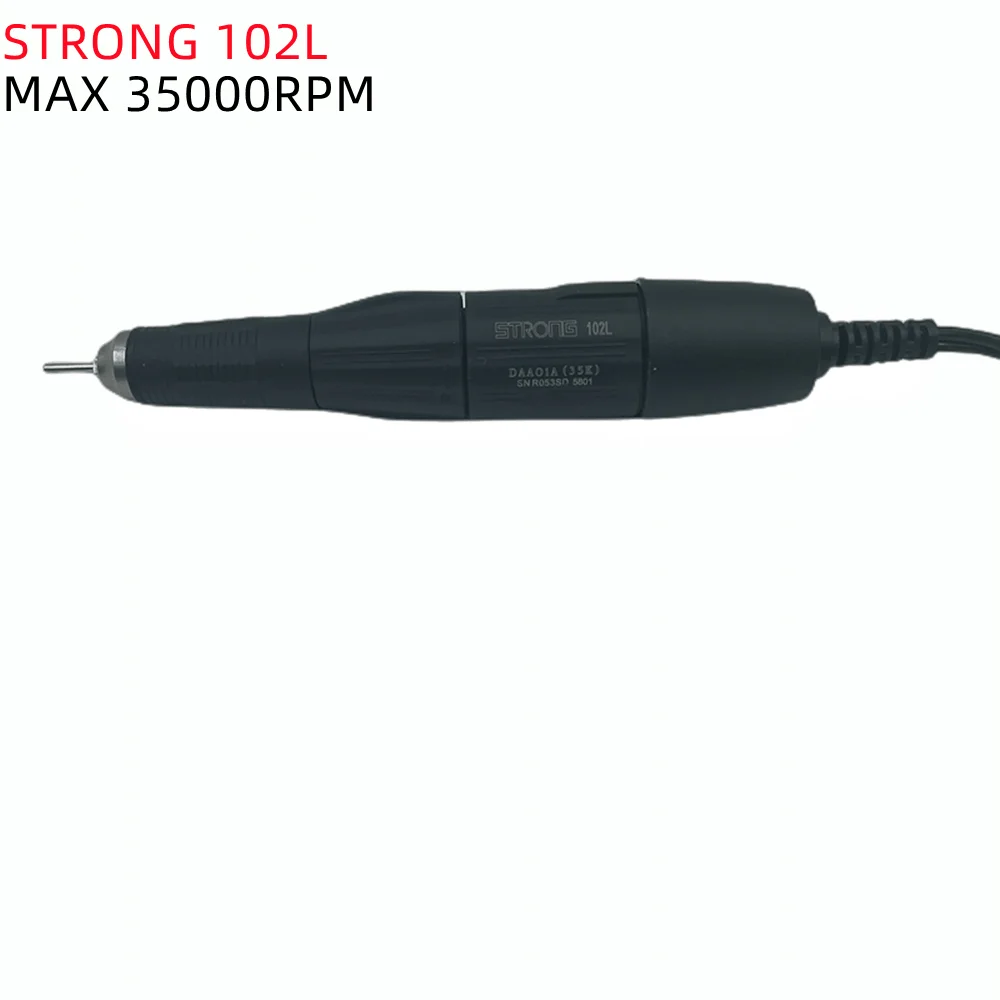 STRONG 207B-caja de Control de manicura, taladro eléctrico con mango negro, 35000RPM, 102L, 65W