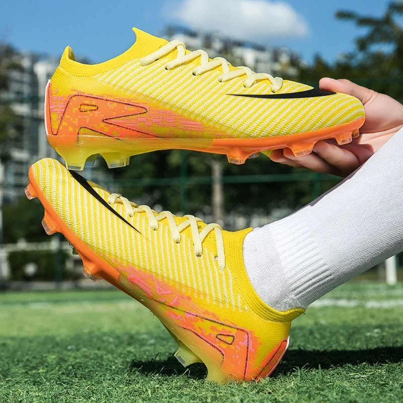 

New Men Football Boots Cleats Long Spikes Outdoor Sport Soccer Shoes Adult Training Boys Non Slip Breathable Match Comfortable