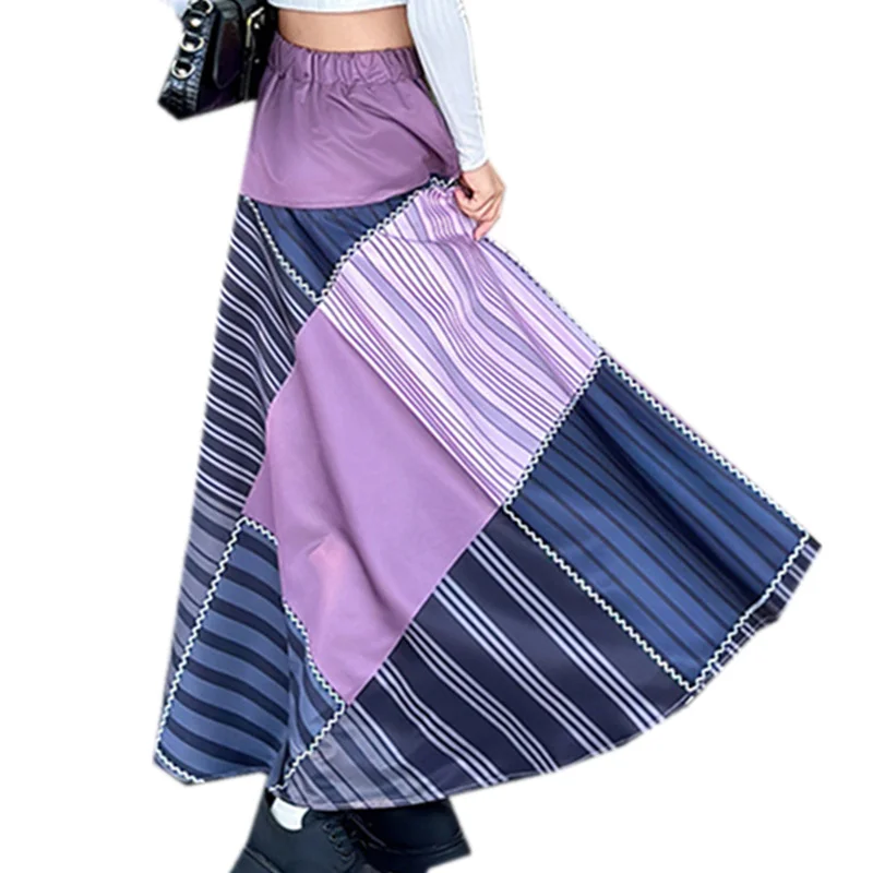 

Elegant High Waist Female Child Street Style Skirt For Girl Japanese Korean Kids Streetwear Fashion Patchwork Long Skirt Teenage